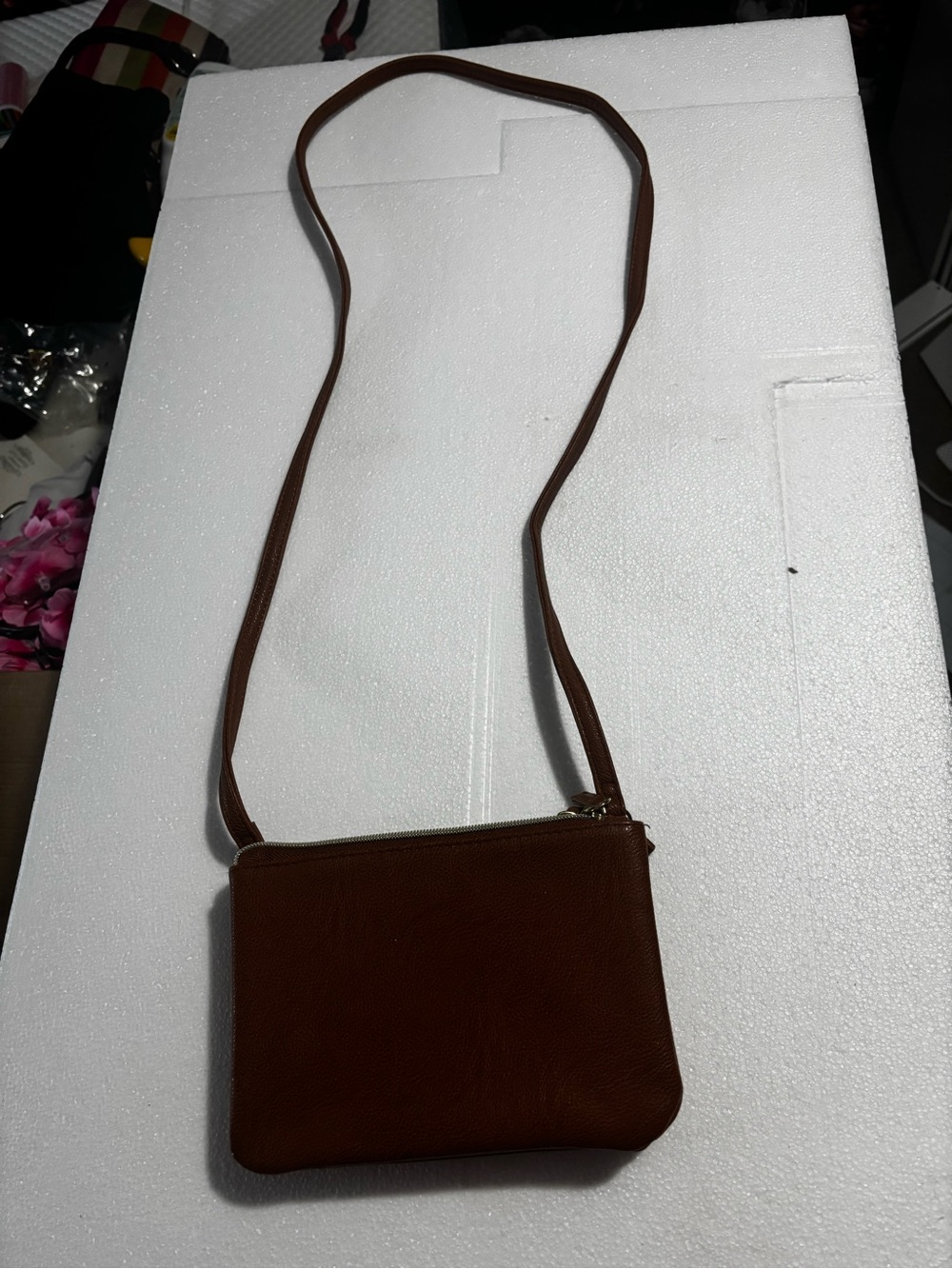 Brown Crossbody Shoulder Bag - Minimal Leather Style